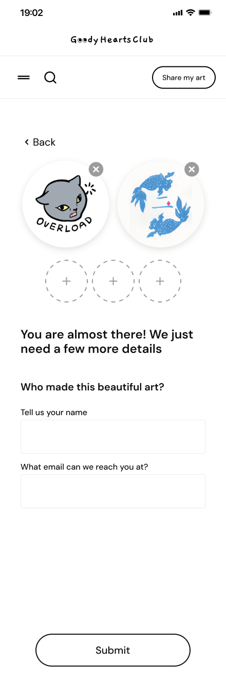 Before: personal details screen showing empty placeholder slots